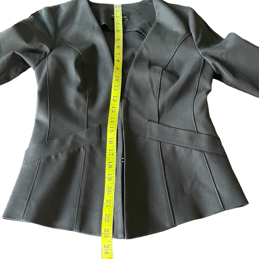 Judith & Charles Black Fitted No Lapel Clip Closure Blazer Jacket (2) - Picture 10 of 12